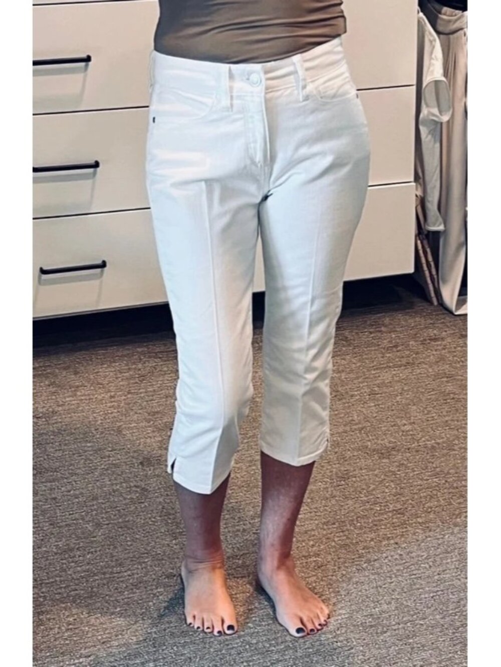 St John’s Bay white capri 5-pocket jeans mid-rise 4